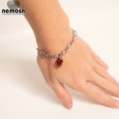 BerryBliss™ – Red Grape Cluster Pendant in Gold & Silver | Glossy Fruit Charm Necklace by Nemosn
