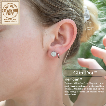 GlintDot™ Crystal Stud Earrings – 18K Gold & Silver Plated Dainty Sparkle Jewelry for Women | Nemosn™ Everyday Elegance Collection