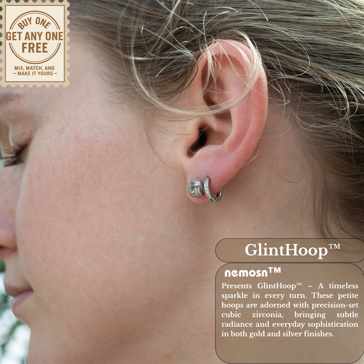 GlintHoop™ Classic Crystal Mini Hoops – 18K Gold & Silver Plated Elegant Everyday Earrings for Women | Nemosn™ Timeless Sparkle Collection