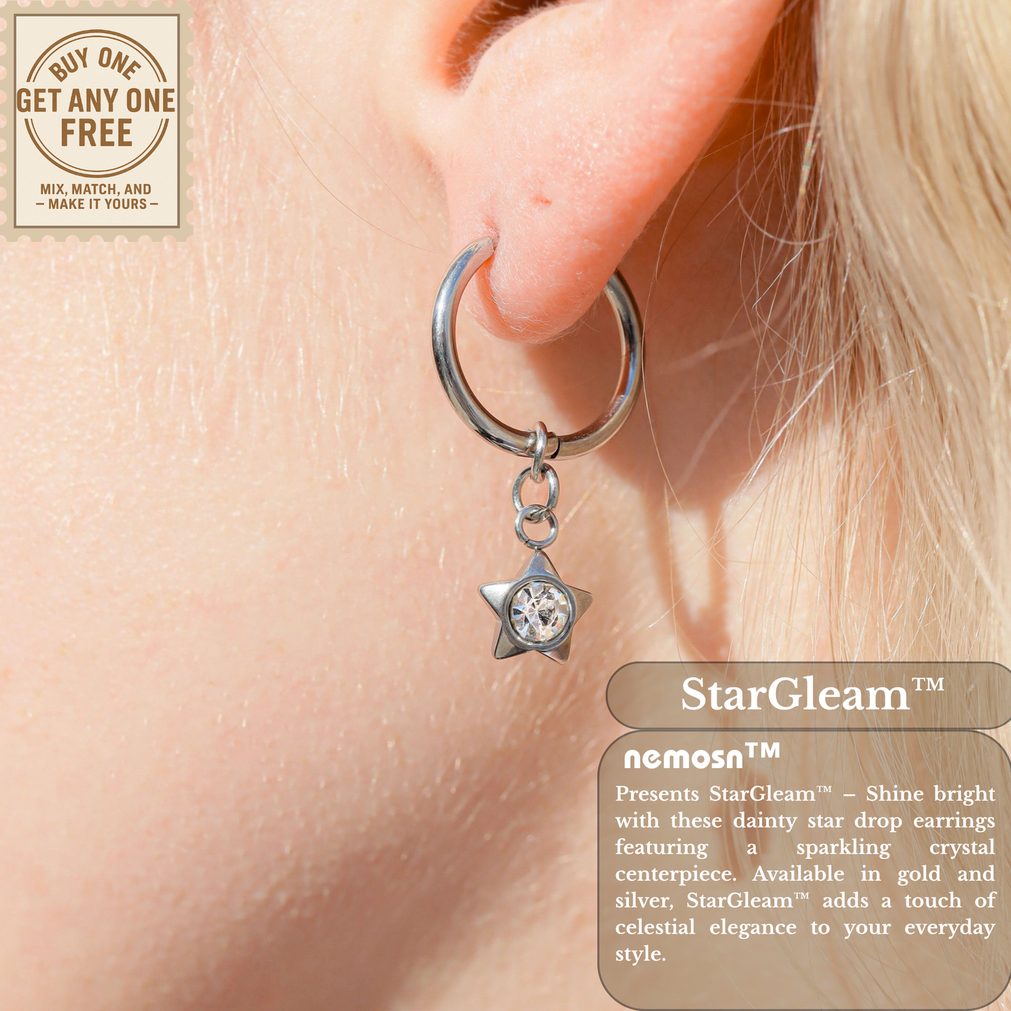 StarGleam™ Dainty Star Drop Earrings – 18K Gold Plated Sparkling Crystal Huggie Hoops