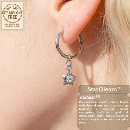 StarGleam™ Dainty Star Drop Earrings – 18K Gold Plated Sparkling Crystal Huggie Hoops