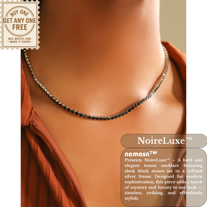 NoireLuxe™ Black Crystal Tennis Necklace | Stainless Steel Luxury Necklace for Men & Women