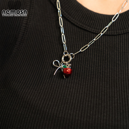 CharmApple™ – Red Enamel Apple Pendant in Gold & Silver | Cute Fruit Charm Necklace by Nemosn