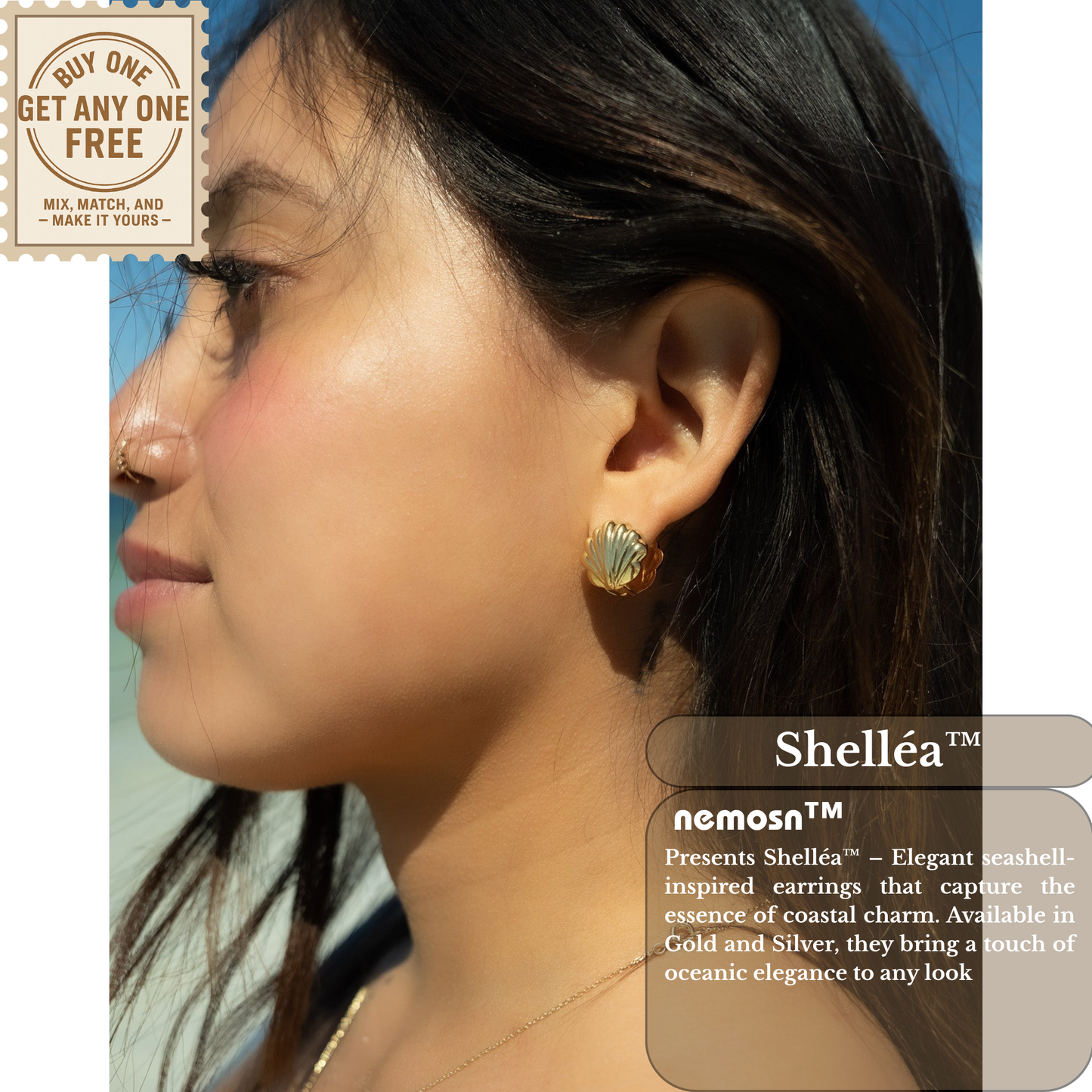 Shelléa™ Seashell Hoop Earrings – 18K Gold & Silver Plated Ocean-Inspired Jewelry for Women | Nemosn™ Elegant Summer Gift