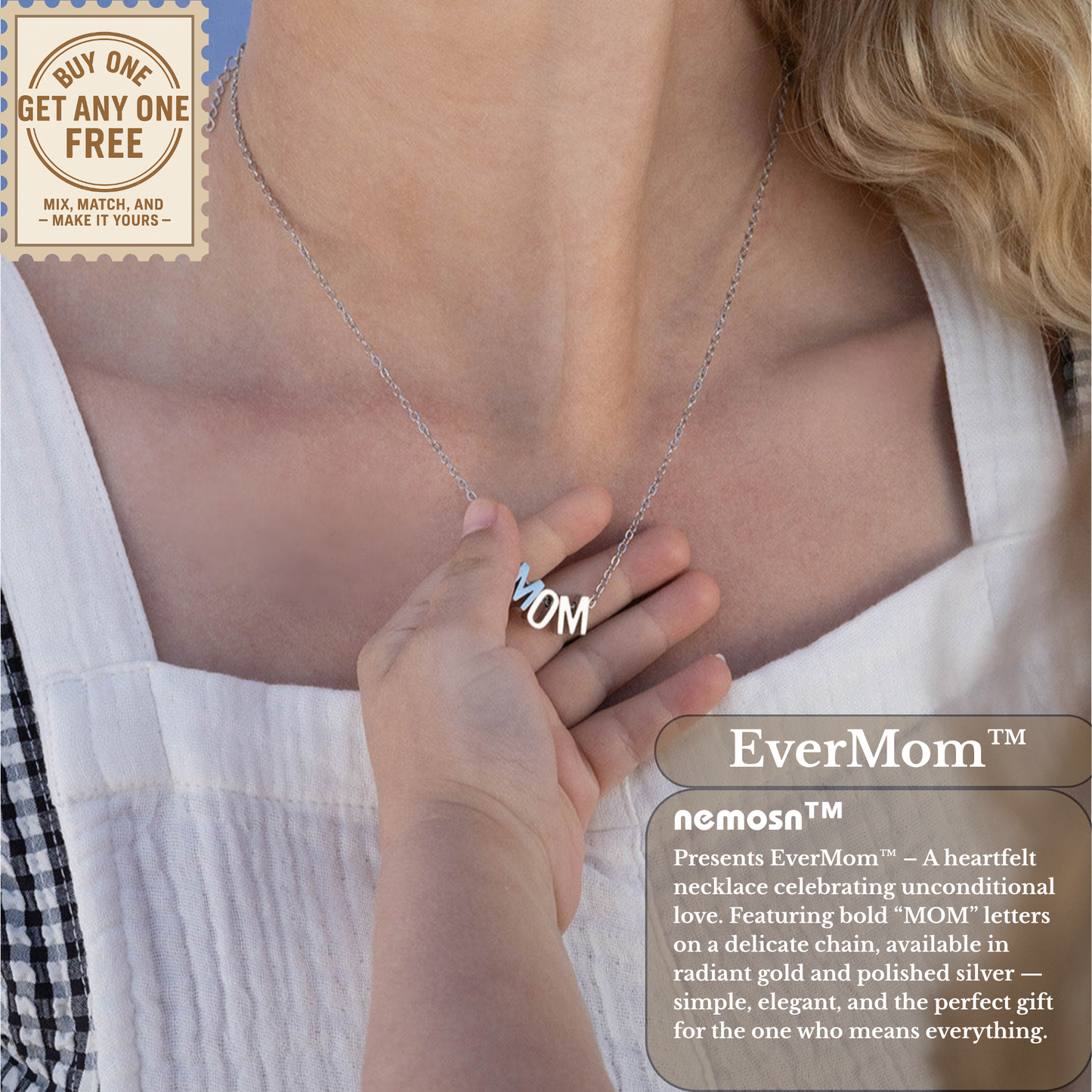 EverMom™ Minimalist MOM Letter Necklace | Meaningful Gift for Mothers | Gold & Silver