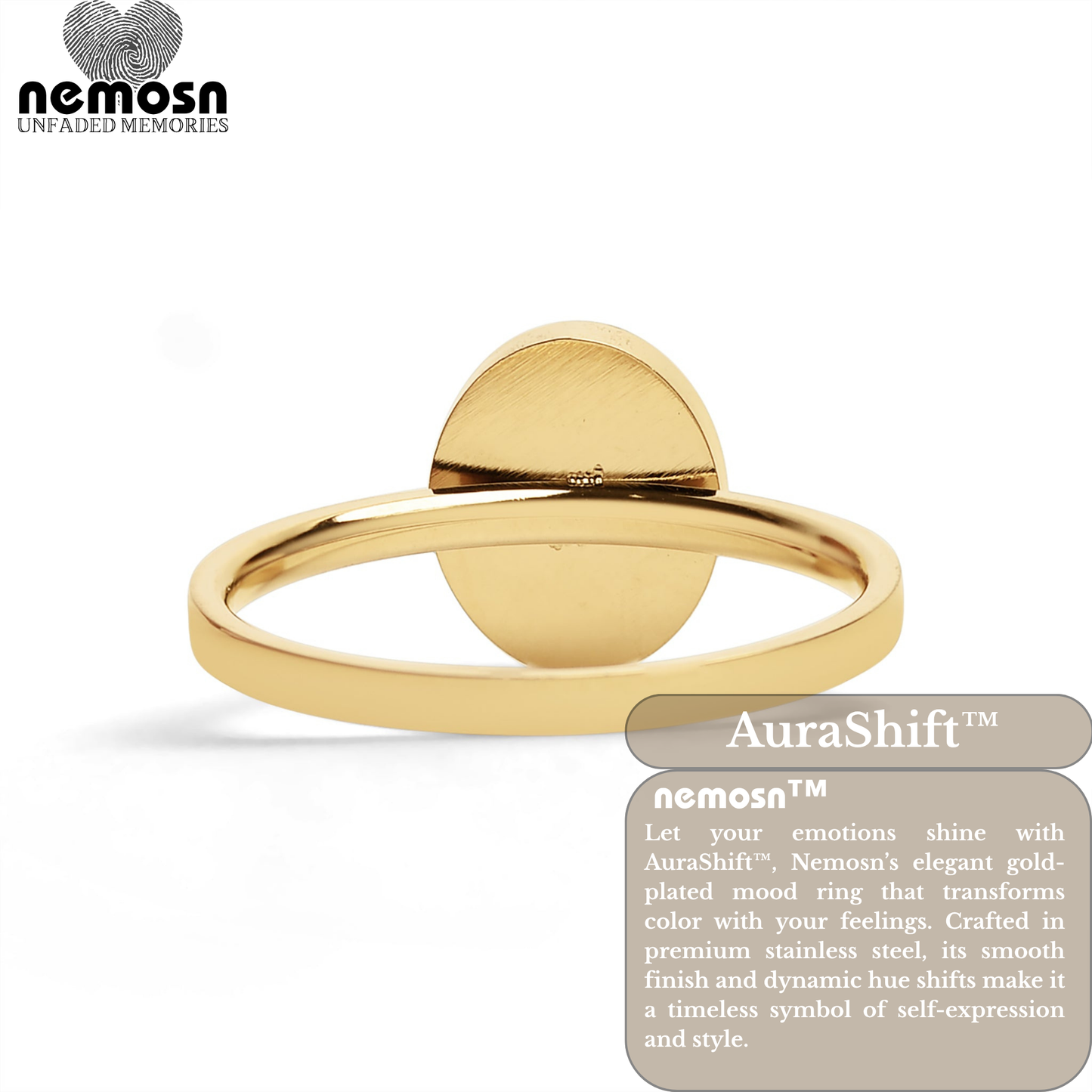 AuraShift™ Gold Mood Ring – Color Changing Stainless Steel Emotion Ring