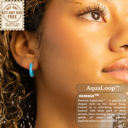AquaLoop™ Vibrant Enamel Hoop Earrings – Ocean Blue 18K Gold & Silver Plated Hoops | Nemosn™ Coastal Chic Collection