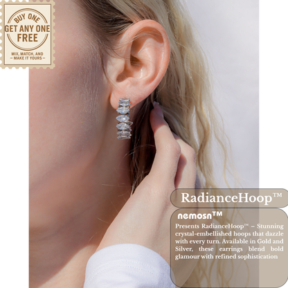 RadianceHoop™ Crystal-Encrusted Hoop Earrings – 18K Gold & Silver Plated Sparkling Statement Jewelry for Women | Nemosn™ Luxury Gift for Every Occasion