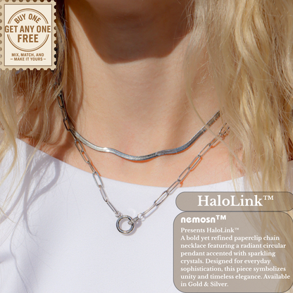 HaloLink™ Modern Paperclip Chain Necklace with Statement Ring – Minimal Bold Style (Gold & Silver Options)