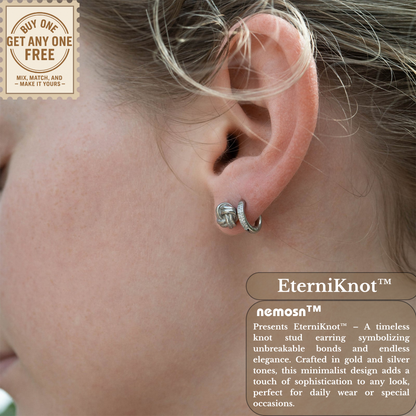 EterniKnot™ Love Knot Stud Earrings – 18K Gold & Silver Plated Symbolic Minimalist Jewelry for Women | Nemosn™ Eternal Bond Collection