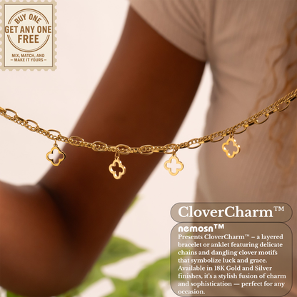 CloverCharm™ Layered Clover Bracelet – Adjustable Gold & Silver Chain Bracelet | Elegant Everyday Jewelry Gift for Her