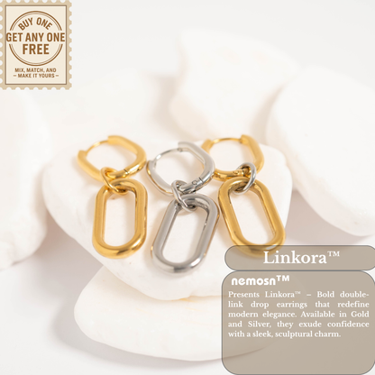 Linkora™ Bold Double-Link Drop Earrings – 18K Gold, Silver & Dual-Tone Statement Hoops