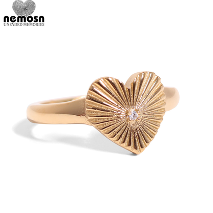 HeartLume™ — Radiant Heart Ring with Central Sparkle in Gold & Silver