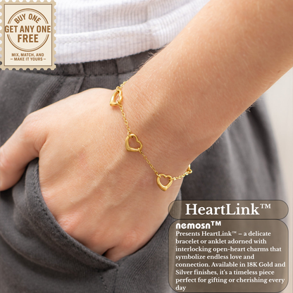 HeartLink™ Linked Heart Chain Bracelet – Adjustable Gold & Silver Bracelet | Romantic Minimalist Jewelry Gift for Her