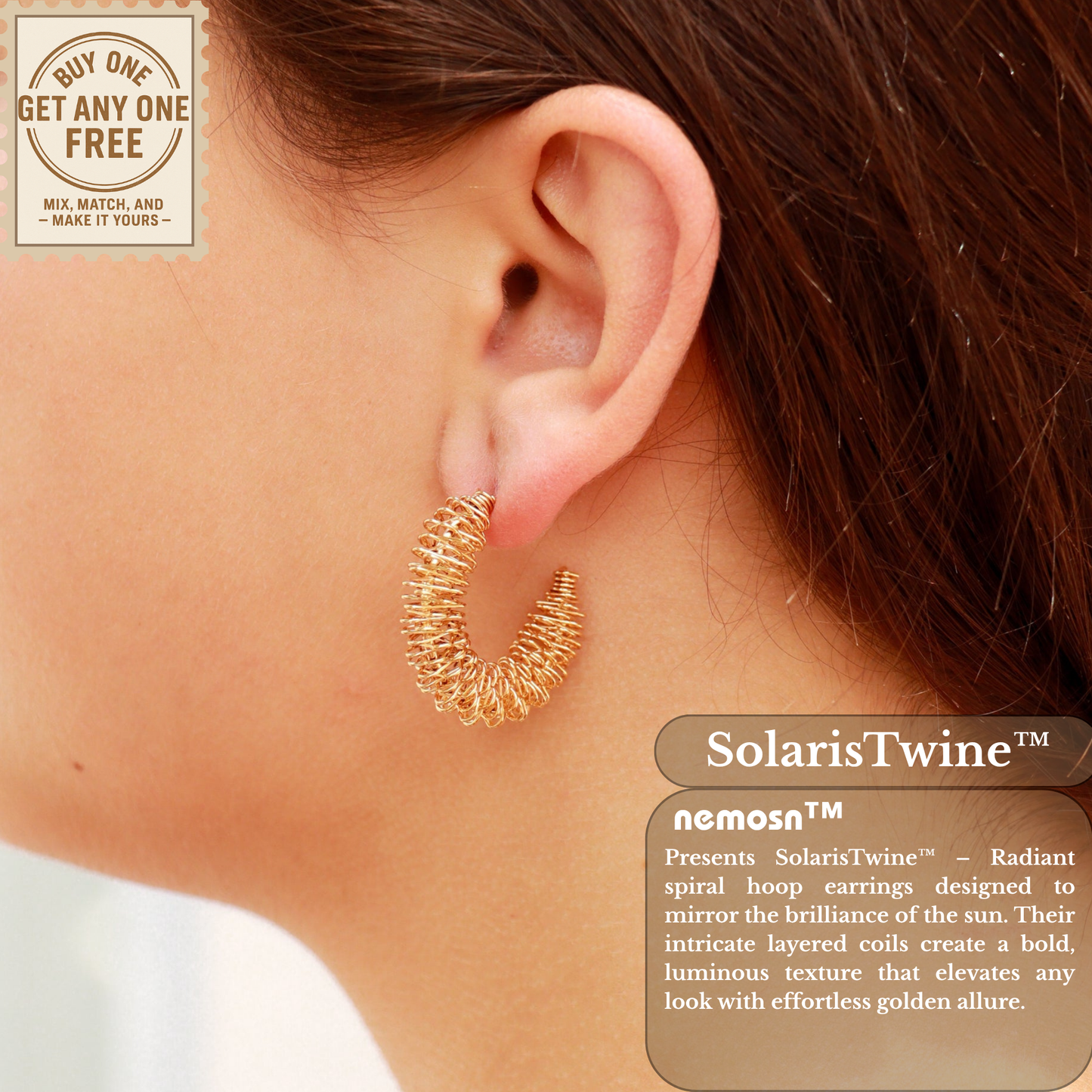 SolarisTwine™ Radiant Coil Hoop Earrings – Bold Spiral Statement in 18K Gold Finish