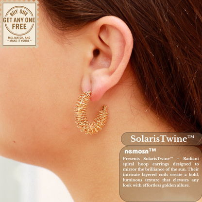 SolarisTwine™ Radiant Coil Hoop Earrings – Bold Spiral Statement in 18K Gold Finish