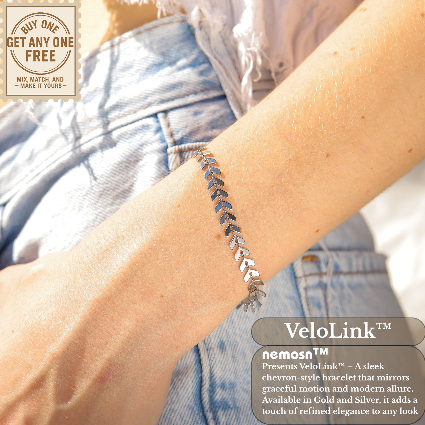 VeloLink™ Chevron Chain Bracelet – Sleek, Modern & Adjustable (Gold & Silver Options)