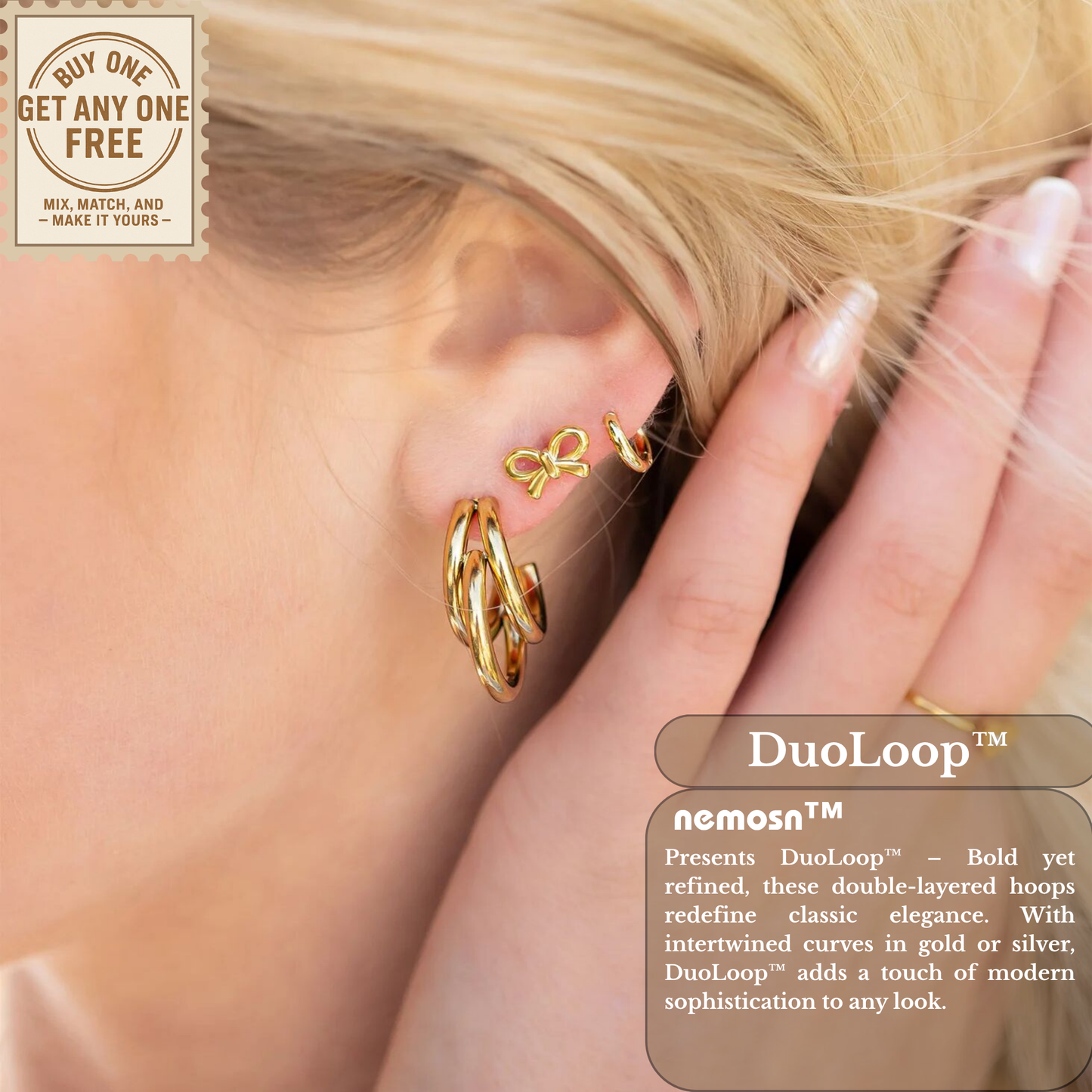 DuoLoop™ Double Hoop Earrings – Modern Minimalist 18K Gold & Silver Statement Hoops