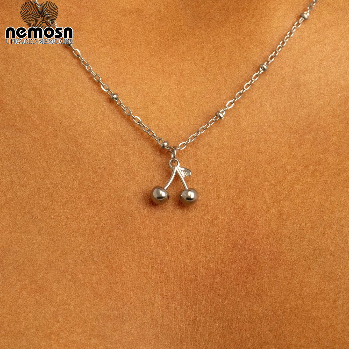 CherryGleam™ Pendant – 18K Gold & Silver Stainless Steel Double Cherry Charm | Playful, Minimalist & Symbolic Jewelry by Nemosn