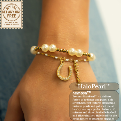 HaloPearl™ Elegant Pearl & Metal Bead Bracelet – Minimalist Luxury Jewelry (Gold & Silver Options)