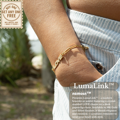 LumaLink™ 18K Gold & Silver “LOVE” Paperclip Chain Bracelet – Adjustable Minimalist Jewelry for Women