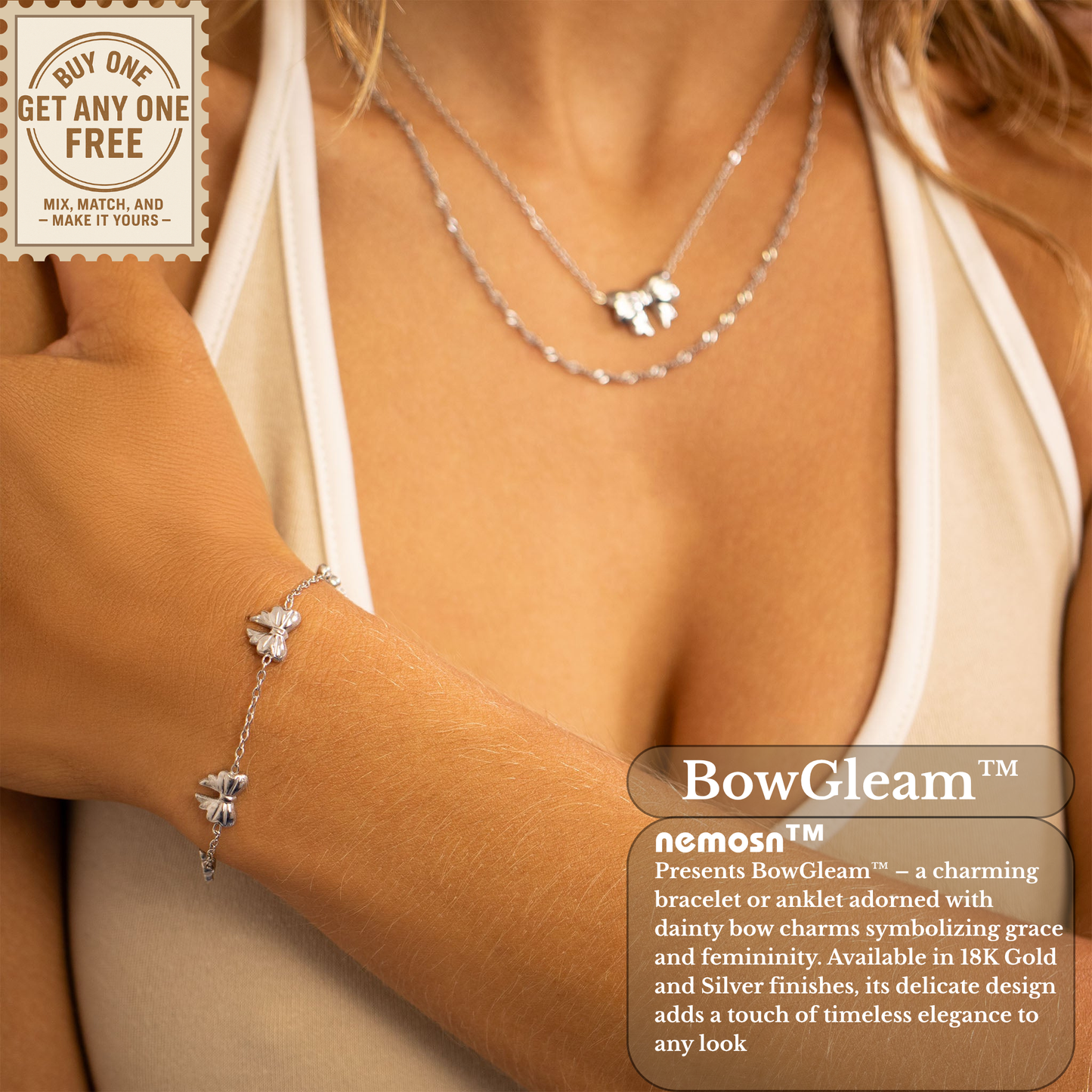 BowGleam™ Dainty Bow Chain Bracelet – Adjustable Gold & Silver Bracelet | Cute Minimalist Jewelry Gift for Her