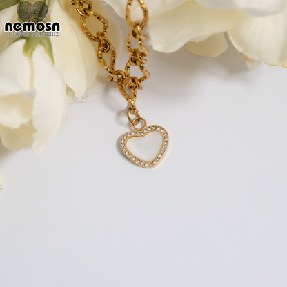 EternaGlow™ – Crystal Heart Charm Pendant in Gold & Silver