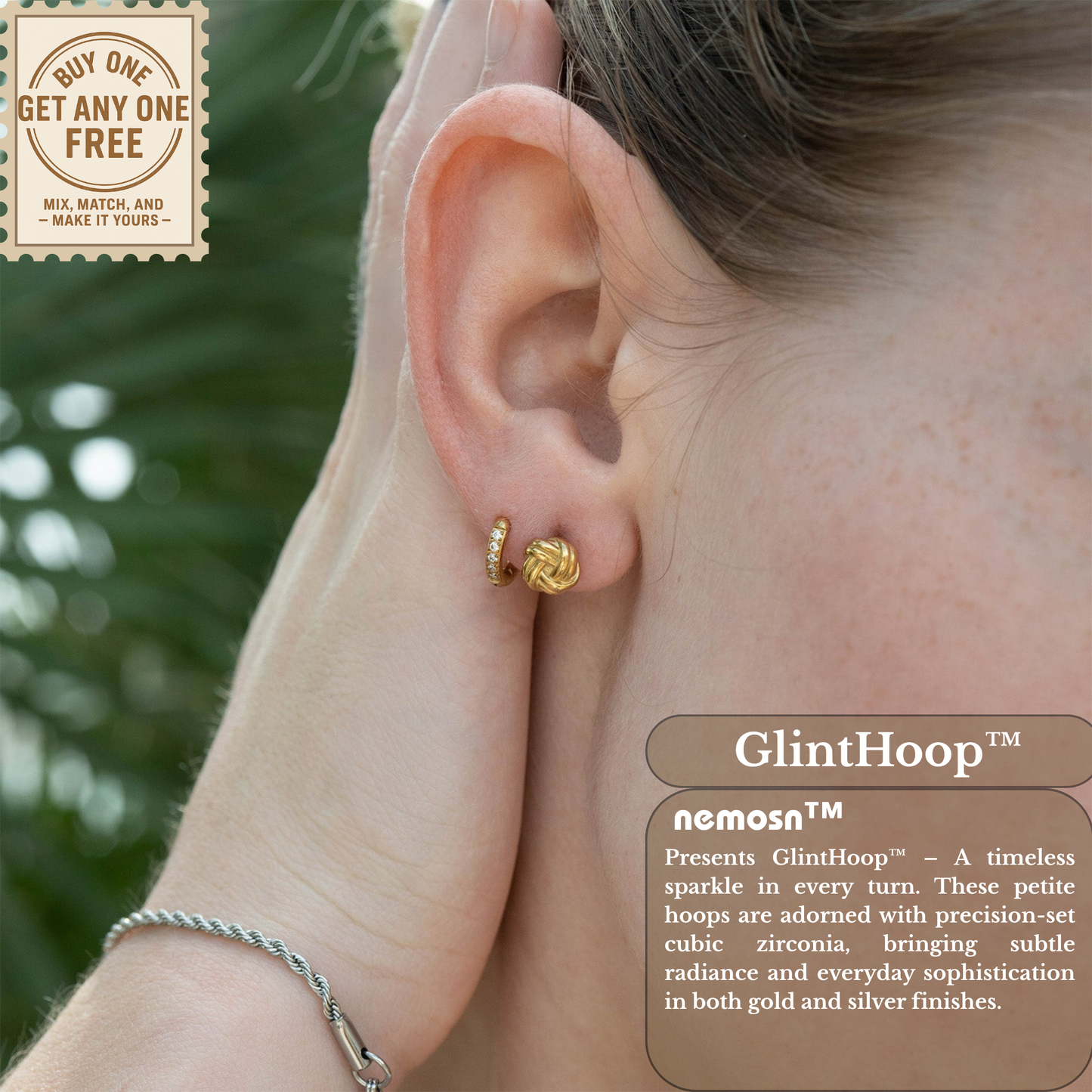 GlintHoop™ Classic Crystal Mini Hoops – 18K Gold & Silver Plated Elegant Everyday Earrings for Women | Nemosn™ Timeless Sparkle Collection