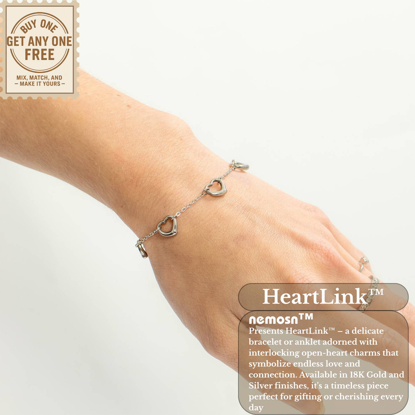 HeartLink™ Linked Heart Chain Bracelet – Adjustable Gold & Silver Bracelet | Romantic Minimalist Jewelry Gift for Her