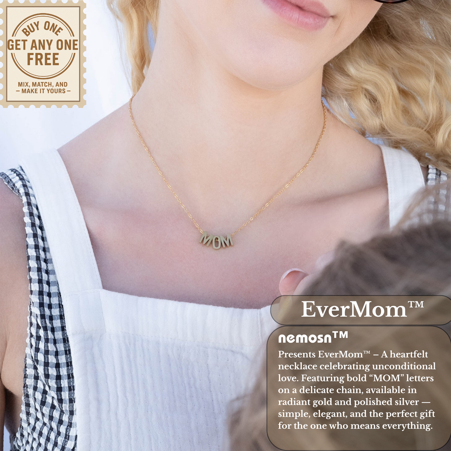 EverMom™ Minimalist MOM Letter Necklace | Meaningful Gift for Mothers | Gold & Silver