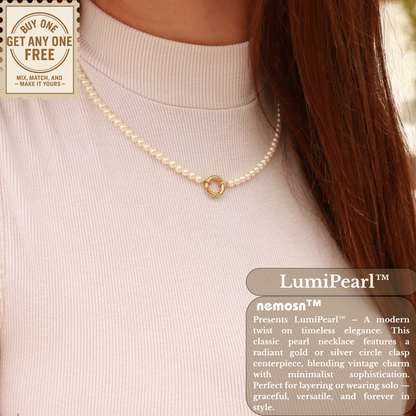 LumiPearl™ Elegant Pearl Necklace with Modern Circular Clasp – Available in Gold & Silver | Nemosn™ Luxury Pearl Jewelry Collection