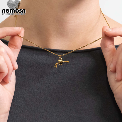 RebelCharm™ – Revolver Pendant in Gold & Silver | Bold Western-Style Charm by Nemosn