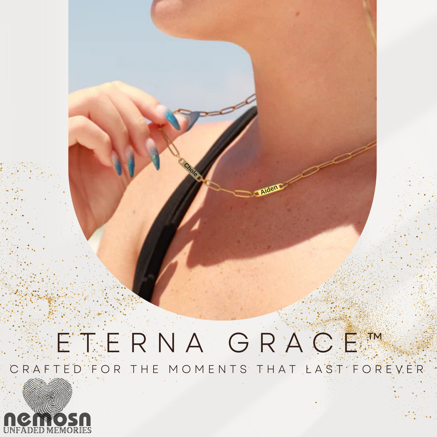 ChainLuxe™ Engravable Bar Necklace – Personalized Name or Date Necklace for Women | Gold & Silver Paperclip Chain | NEMOSN