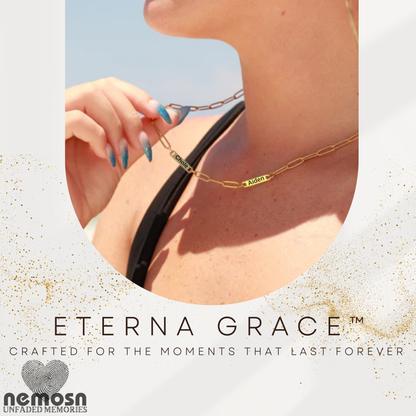 ChainLuxe™ Engravable Bar Necklace – Personalized Name or Date Necklace for Women | Gold & Silver Paperclip Chain | NEMOSN