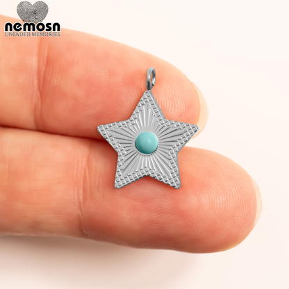 StarLume™ – Turquoise Star Pendant in 18K Gold & Silver Finish
