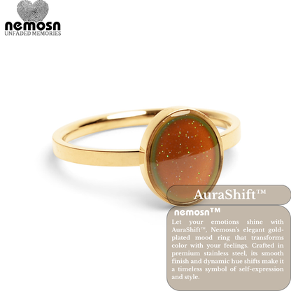 AuraShift™ Gold Mood Ring – Color Changing Stainless Steel Emotion Ring