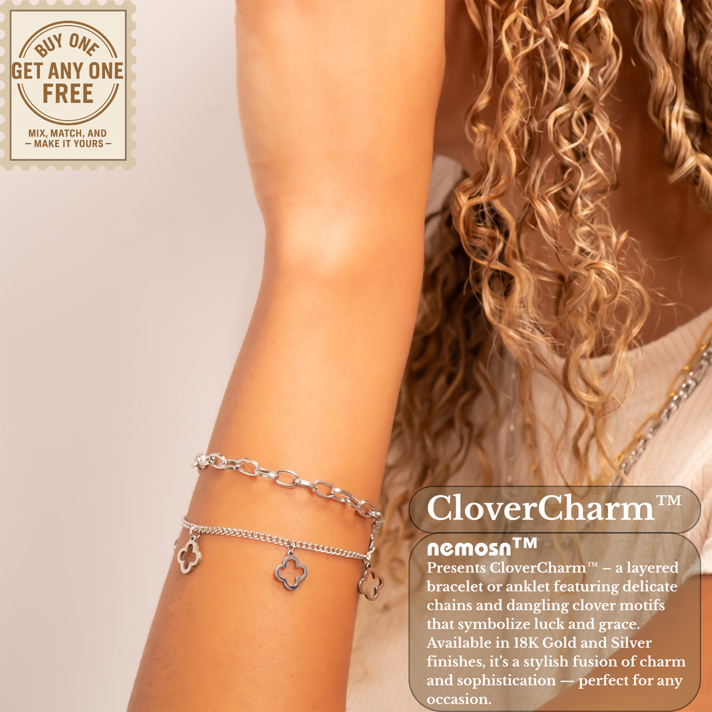 CloverCharm™ Layered Clover Bracelet – Adjustable Gold & Silver Chain Bracelet | Elegant Everyday Jewelry Gift for Her
