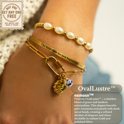 OvalLustre™ Pearl & Metal Bead Bracelet – Slim, Minimalist Luxe (Gold & Silver Options)