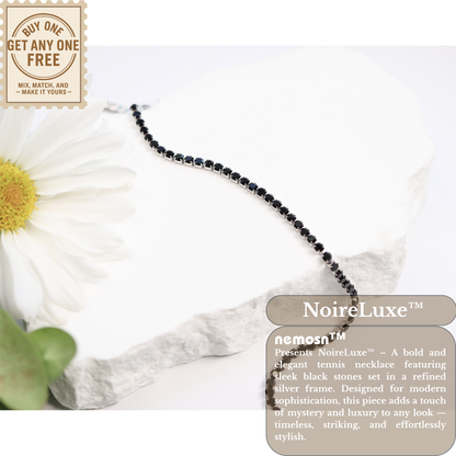 NoireLuxe™ Black Crystal Tennis Necklace | Stainless Steel Luxury Necklace for Men & Women