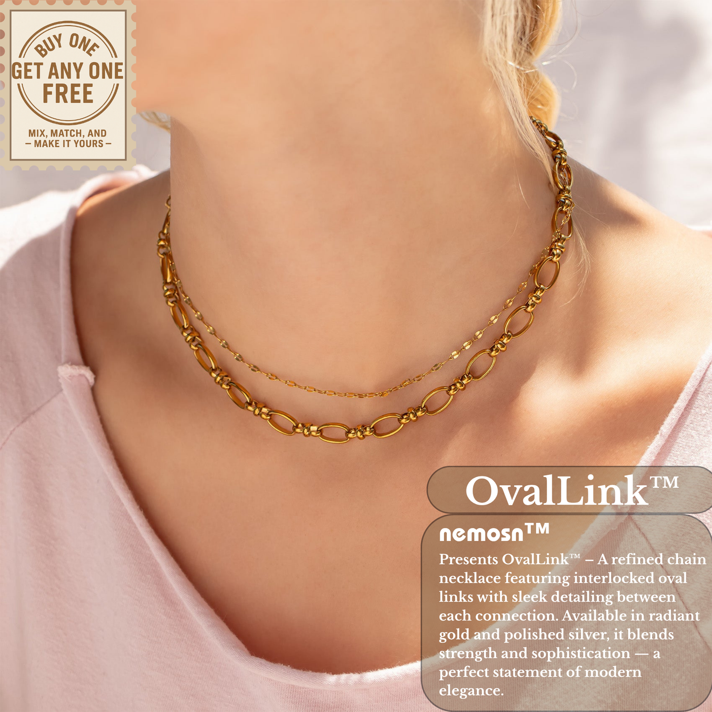 OvalLink™ Textured Oval Chain Necklace | Modern Everyday Layering Chain in Gold & Silver