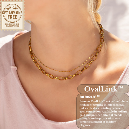 OvalLink™ Textured Oval Chain Necklace | Modern Everyday Layering Chain in Gold & Silver