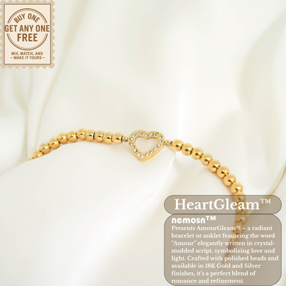 HeartGleam™ Sparkling Heart Bead Bracelet – Adjustable Stainless Steel Bracelet in Gold & Silver | Everyday Wear Jewelry Gift for Her