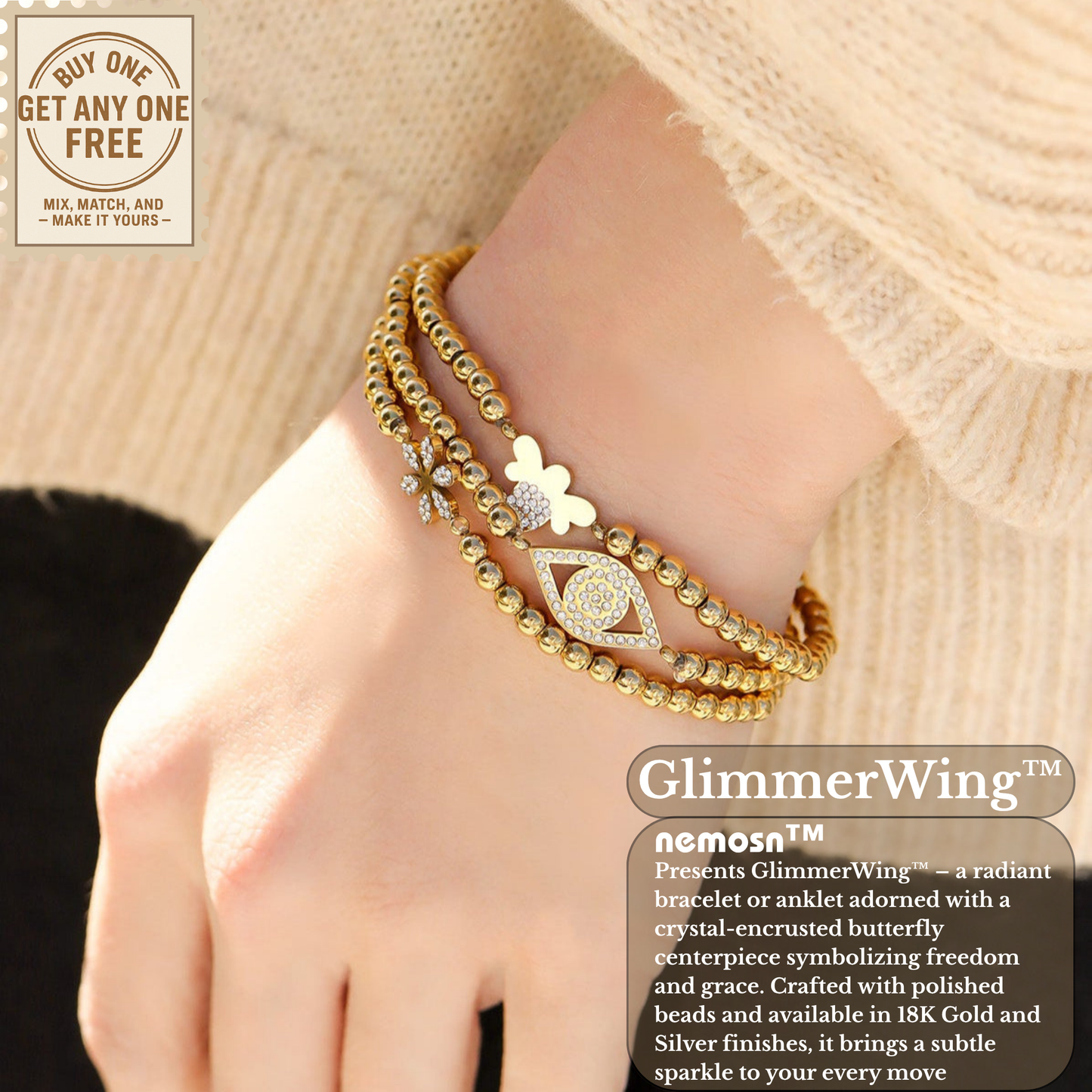 HoneyGleam™ Bee Charm Beaded Bracelet – Gold & Silver Dainty Bracelet | Everyday Wear Jewelry Gift for Her