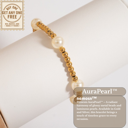 AuraPearl™ Classic Pearl & Metal Bead Bracelet – Minimalist Everyday Luxury (Gold & Silver Options)
