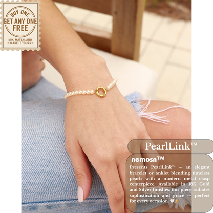 PearlLink™ Classic Pearl Beaded Bracelet with Modern Clasp – Available in Gold & Silver | Nemosn™ Timeless Elegance Collection