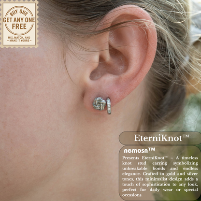 EterniKnot™ Love Knot Stud Earrings – 18K Gold & Silver Plated Symbolic Minimalist Jewelry for Women | Nemosn™ Eternal Bond Collection