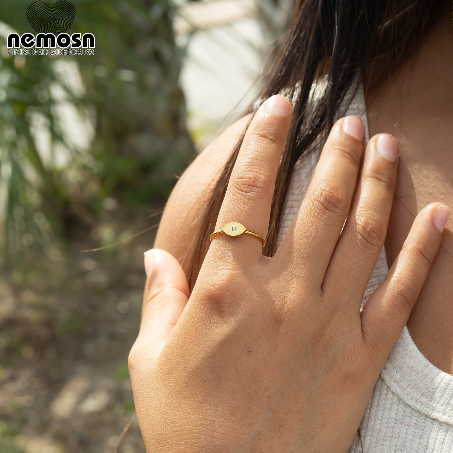 EyeLume™ — Minimal Evil Eye Ring with Central Crystal in Gold & Silver