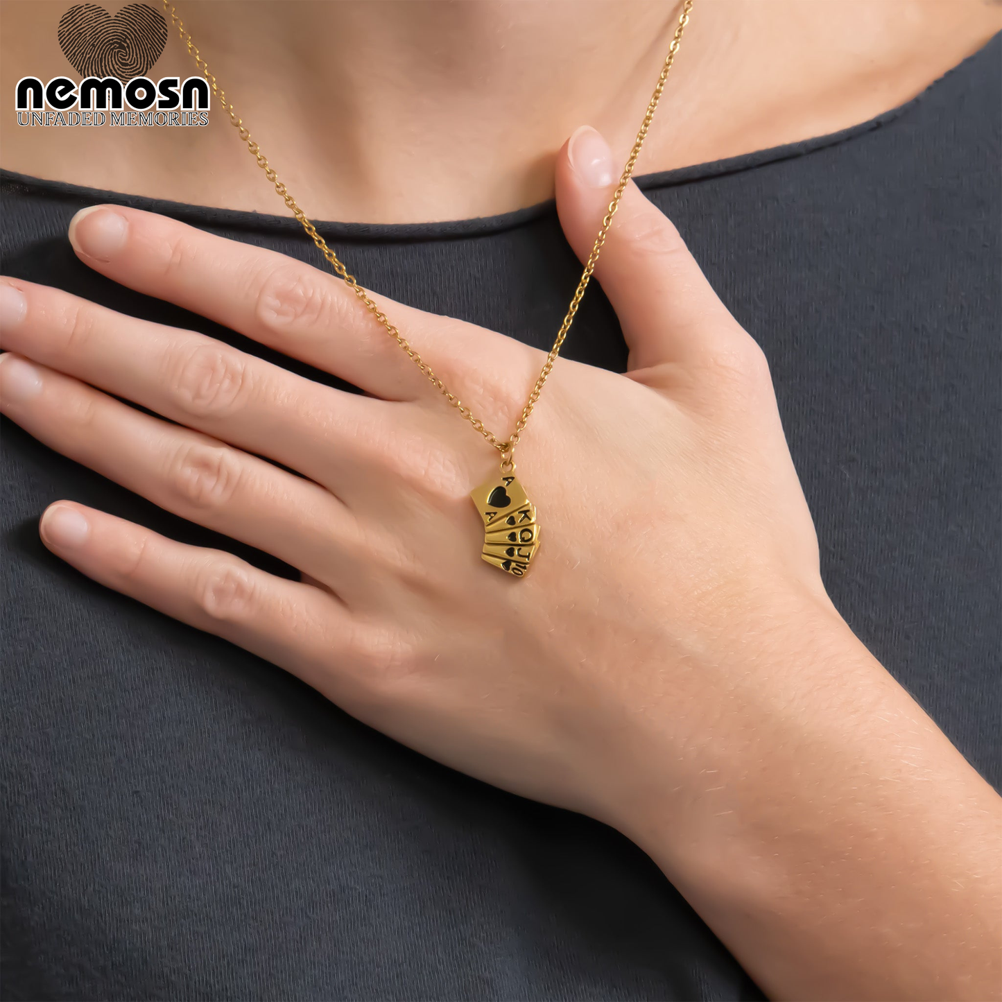 RoyalFlush™ – Lucky Poker Card Charm Pendant in Gold & Silver