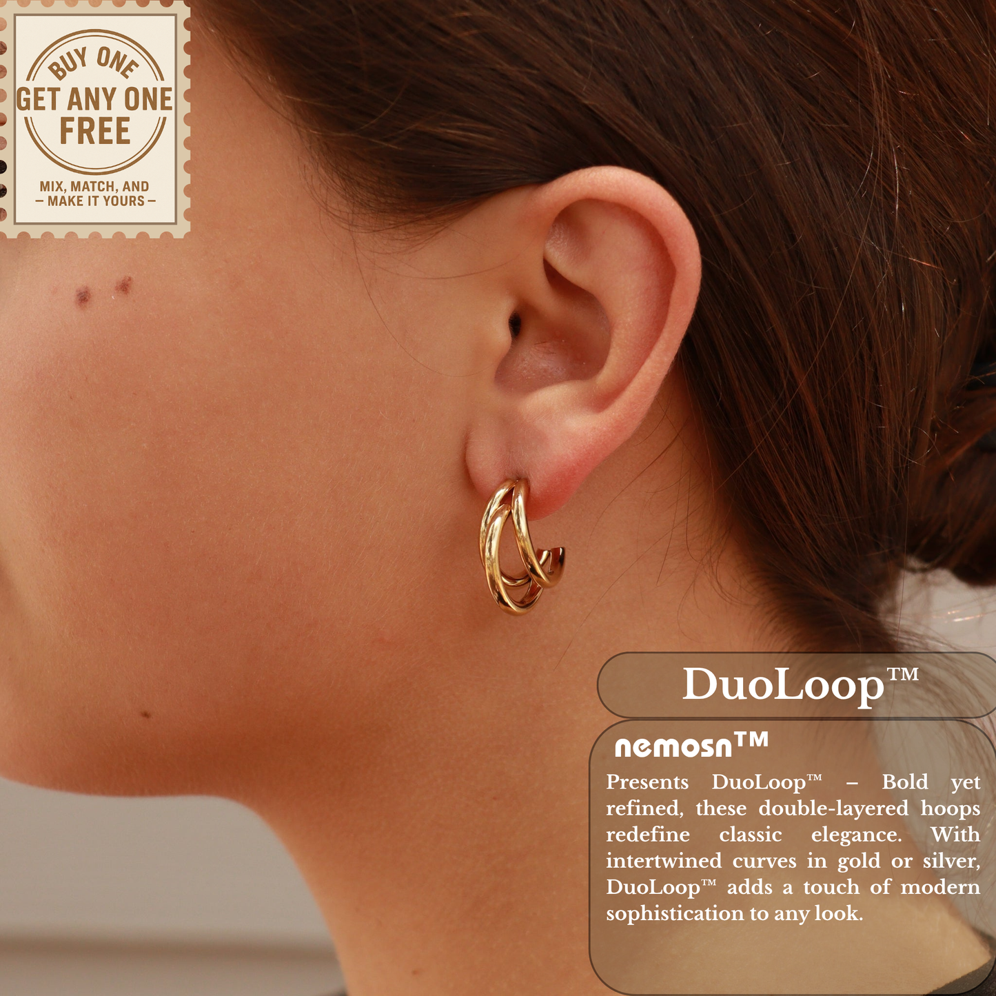 DuoLoop™ Double Hoop Earrings – Modern Minimalist 18K Gold & Silver Statement Hoops