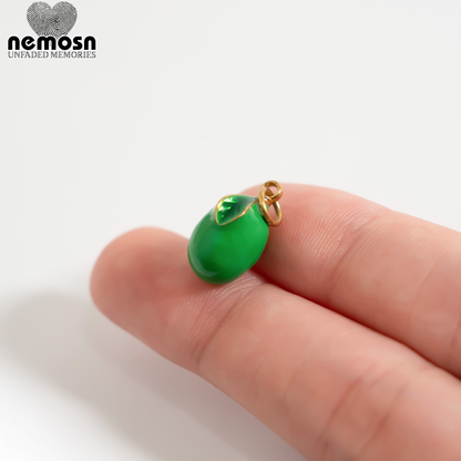 OliveGlow™ – Green Enamel Olive Pendant in Gold & Silver | Minimal Fruit Charm Necklace by Nemosn